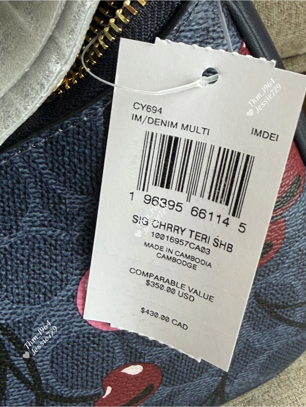 NWT！2PCS COACH TERI SHOULDER BAG IN SIGNATURE CANVAS WITH CHERRY PRINT（CY694） - Picture 6 of 16